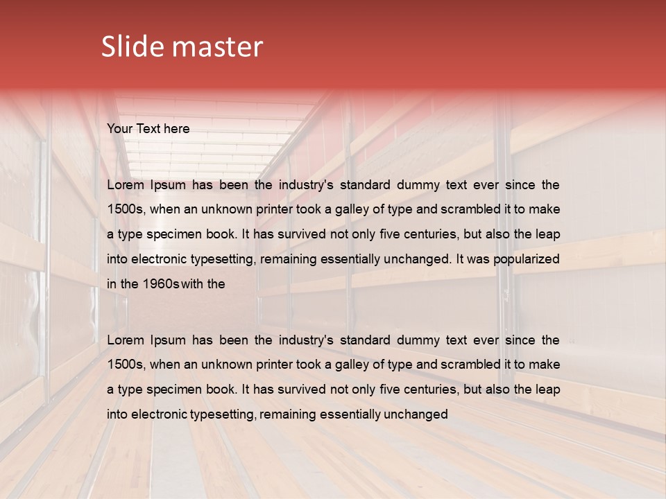 Interior View Of Empty Semi Truck Trailer PowerPoint Template