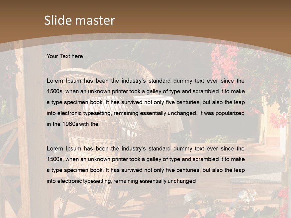 House Patio With Natural Wooden Patio Furniture PowerPoint Template