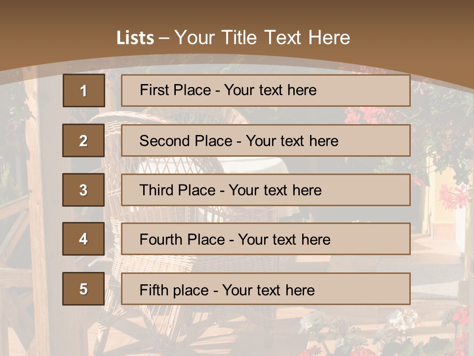 House Patio With Natural Wooden Patio Furniture PowerPoint Template