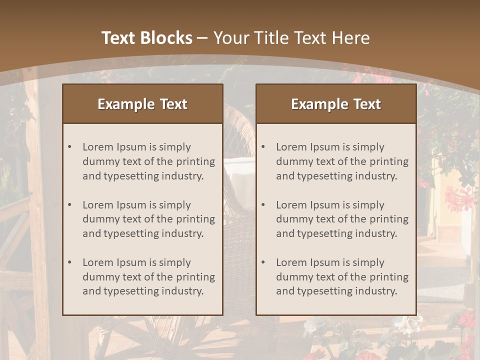 House Patio With Natural Wooden Patio Furniture PowerPoint Template