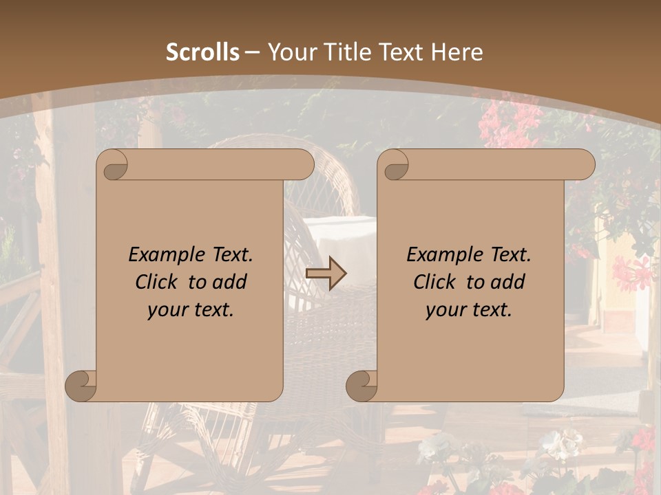 House Patio With Natural Wooden Patio Furniture PowerPoint Template