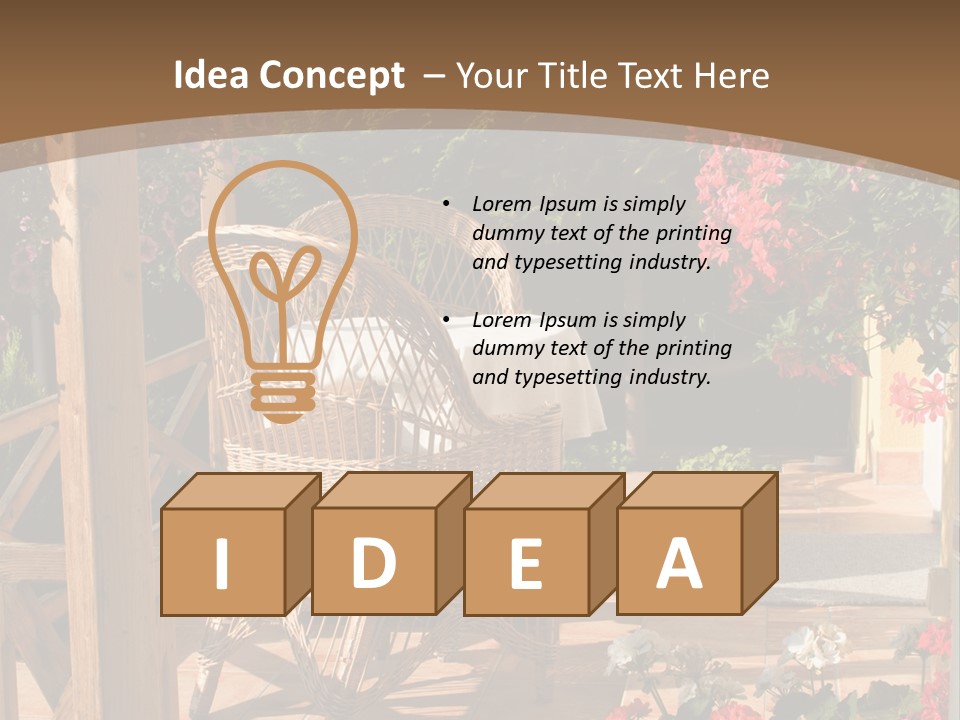 House Patio With Natural Wooden Patio Furniture PowerPoint Template