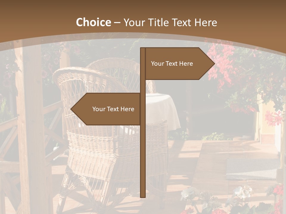 House Patio With Natural Wooden Patio Furniture PowerPoint Template
