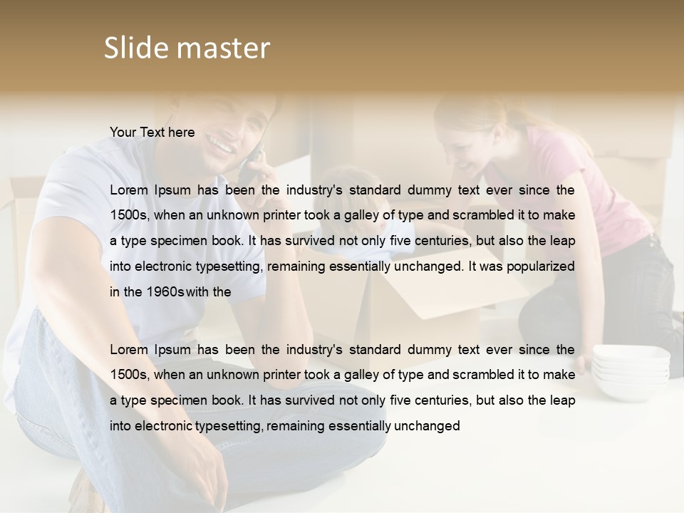 A Man Sitting On The Floor Talking On A Cell Phone PowerPoint Template