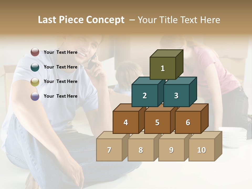 A Man Sitting On The Floor Talking On A Cell Phone PowerPoint Template