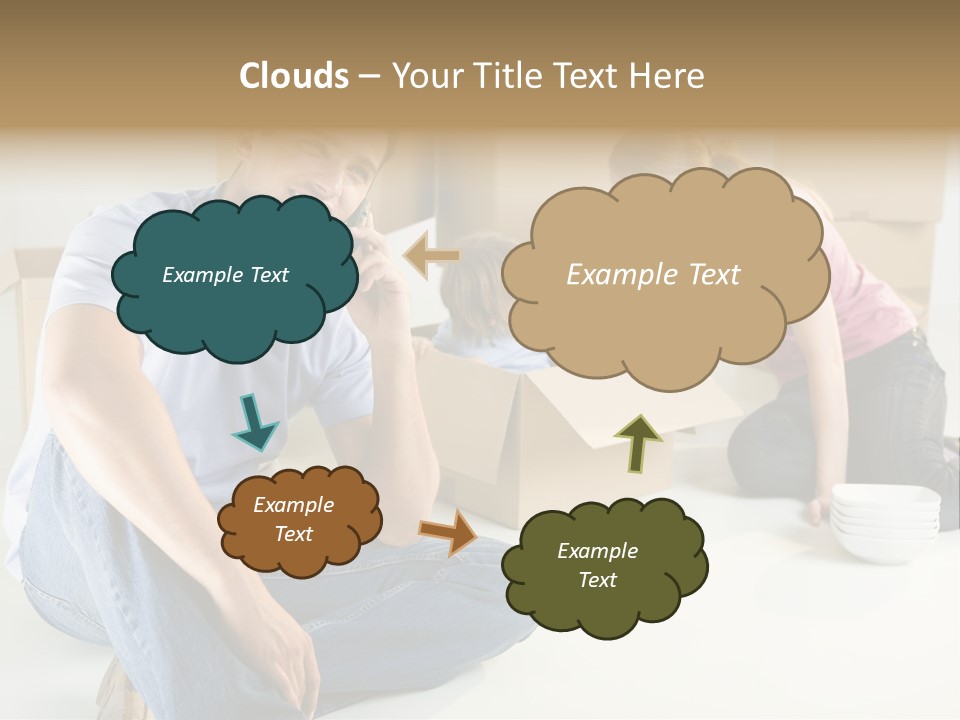 A Man Sitting On The Floor Talking On A Cell Phone PowerPoint Template