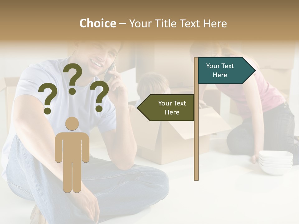 A Man Sitting On The Floor Talking On A Cell Phone PowerPoint Template