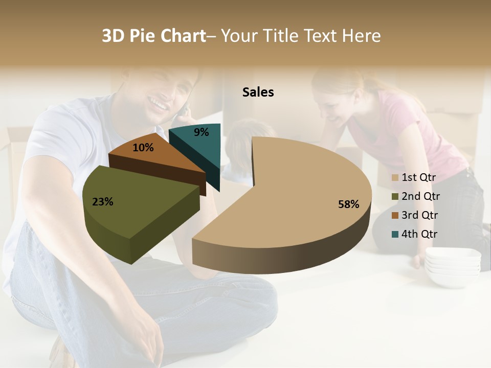 A Man Sitting On The Floor Talking On A Cell Phone PowerPoint Template