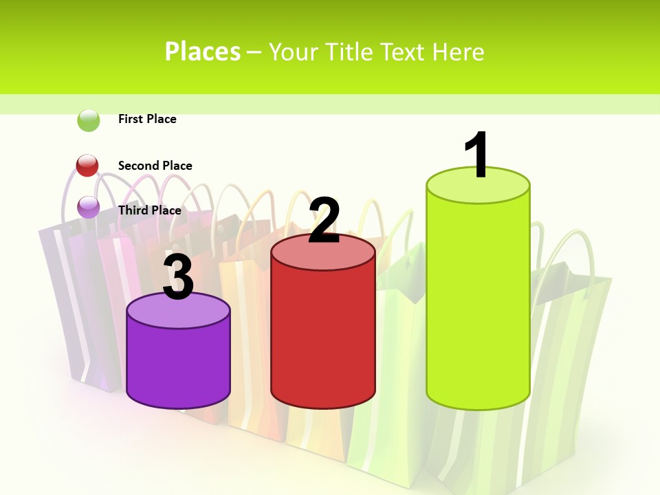 3D Rendering Of High Quality Looking Colorful Stripped Shopping Bags Against A White Background PowerPoint Template