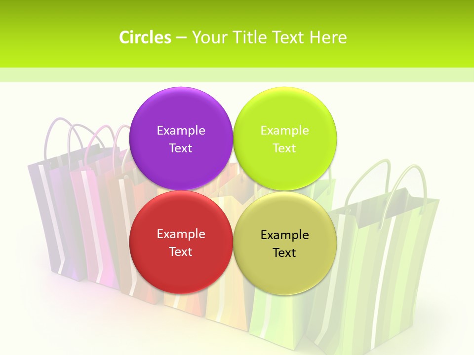 3D Rendering Of High Quality Looking Colorful Stripped Shopping Bags Against A White Background PowerPoint Template