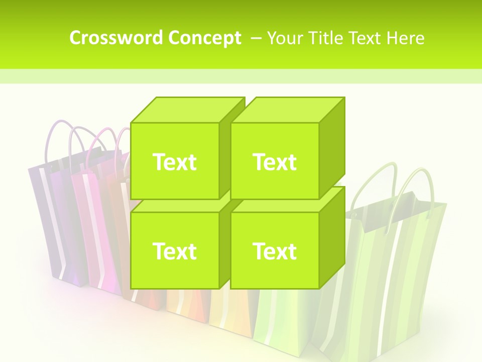 3D Rendering Of High Quality Looking Colorful Stripped Shopping Bags Against A White Background PowerPoint Template