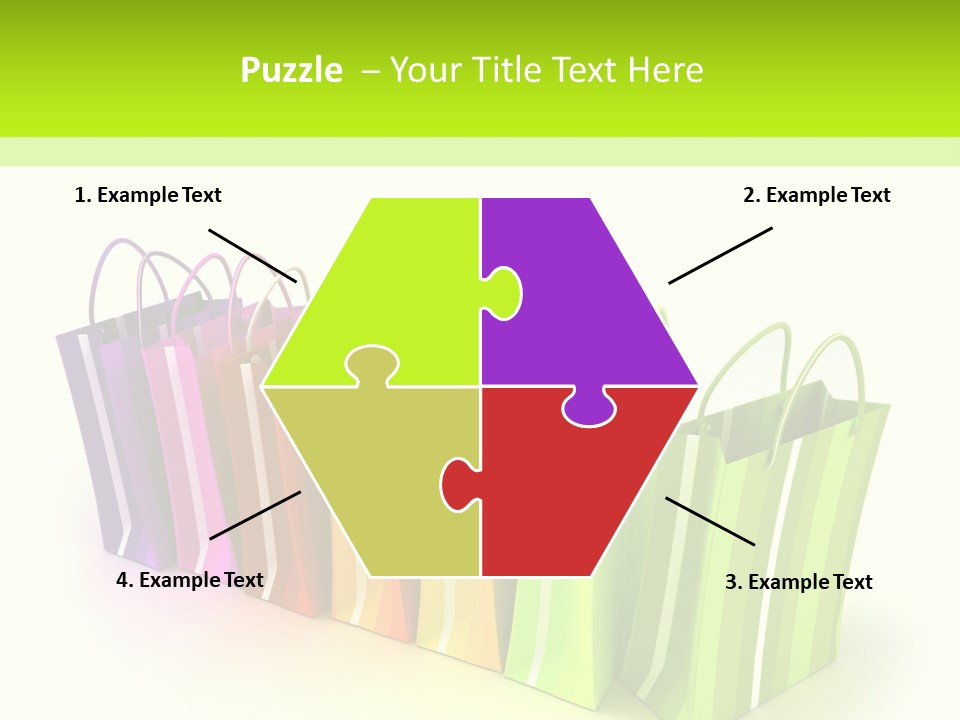 3D Rendering Of High Quality Looking Colorful Stripped Shopping Bags Against A White Background PowerPoint Template