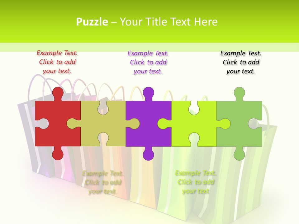 3D Rendering Of High Quality Looking Colorful Stripped Shopping Bags Against A White Background PowerPoint Template