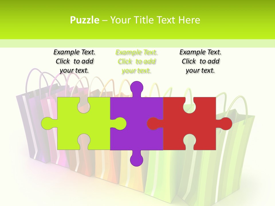 3D Rendering Of High Quality Looking Colorful Stripped Shopping Bags Against A White Background PowerPoint Template