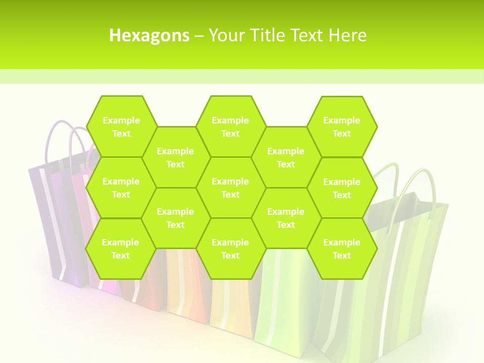 3D Rendering Of High Quality Looking Colorful Stripped Shopping Bags Against A White Background PowerPoint Template