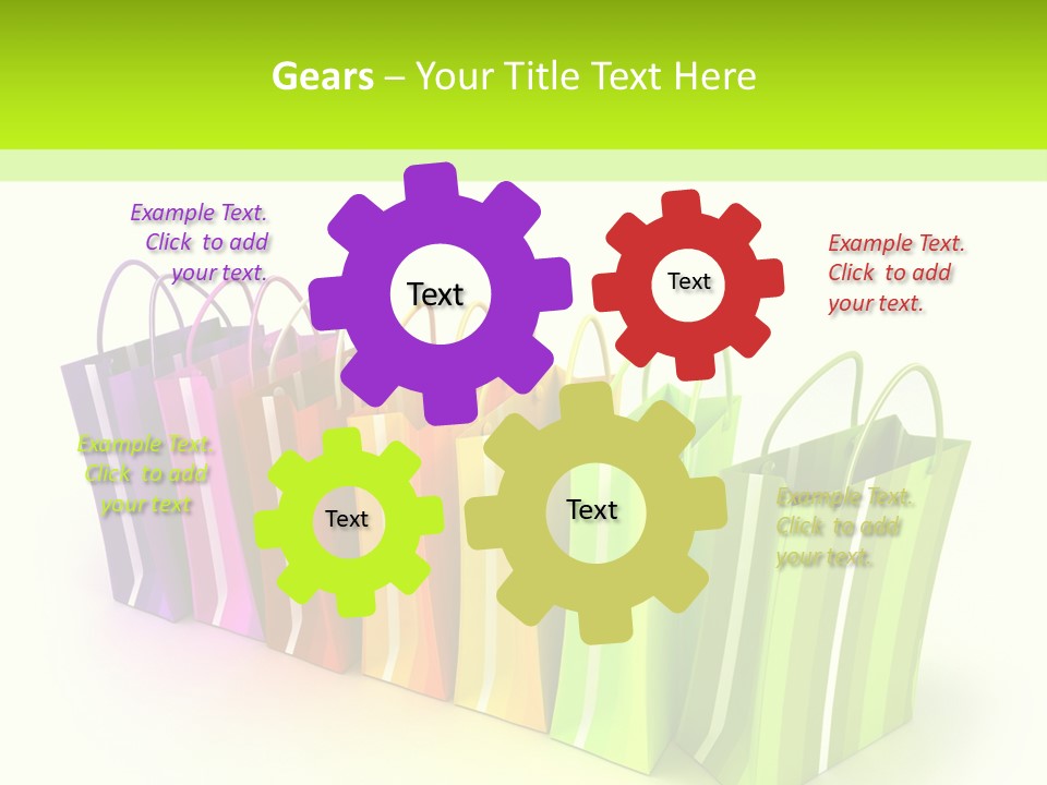 3D Rendering Of High Quality Looking Colorful Stripped Shopping Bags Against A White Background PowerPoint Template