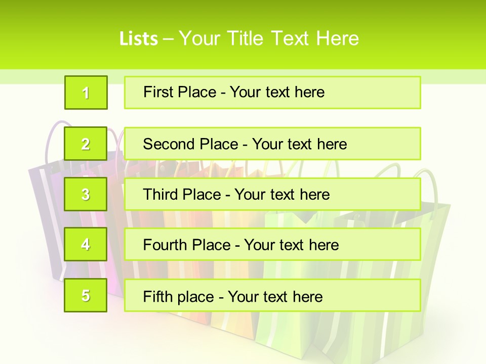 3D Rendering Of High Quality Looking Colorful Stripped Shopping Bags Against A White Background PowerPoint Template