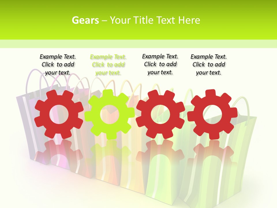 3D Rendering Of High Quality Looking Colorful Stripped Shopping Bags Against A White Background PowerPoint Template