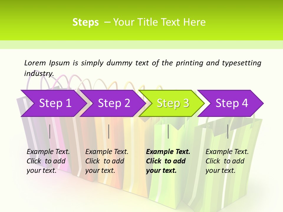 3D Rendering Of High Quality Looking Colorful Stripped Shopping Bags Against A White Background PowerPoint Template