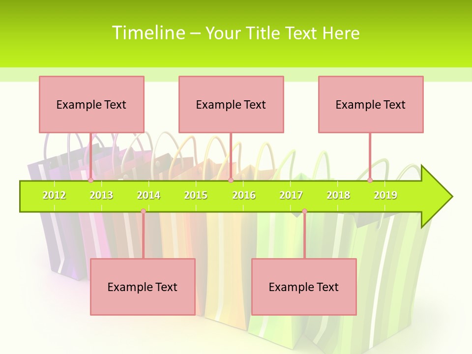 3D Rendering Of High Quality Looking Colorful Stripped Shopping Bags Against A White Background PowerPoint Template