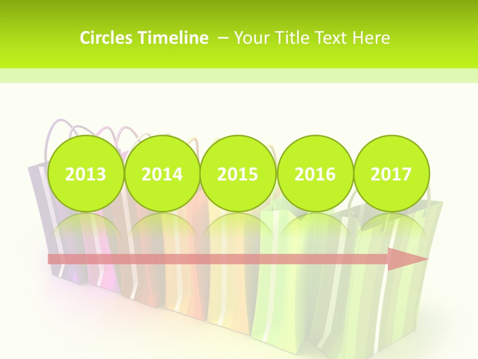 3D Rendering Of High Quality Looking Colorful Stripped Shopping Bags Against A White Background PowerPoint Template