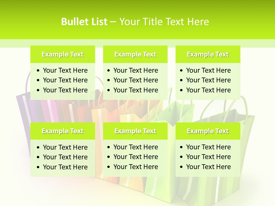 3D Rendering Of High Quality Looking Colorful Stripped Shopping Bags Against A White Background PowerPoint Template