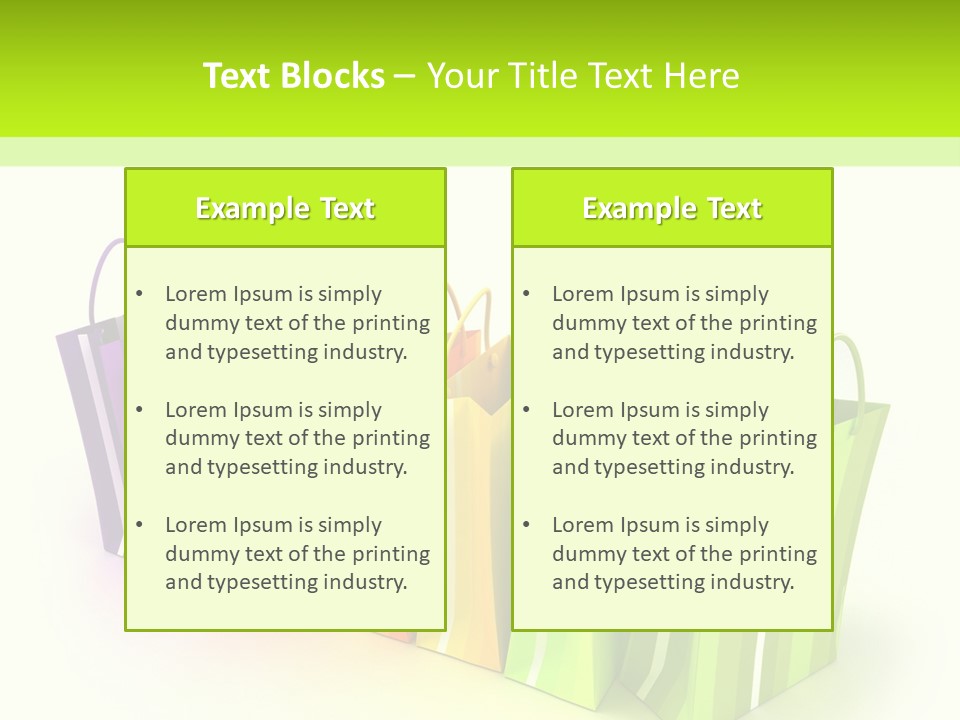 3D Rendering Of High Quality Looking Colorful Stripped Shopping Bags Against A White Background PowerPoint Template