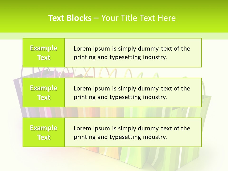 3D Rendering Of High Quality Looking Colorful Stripped Shopping Bags Against A White Background PowerPoint Template