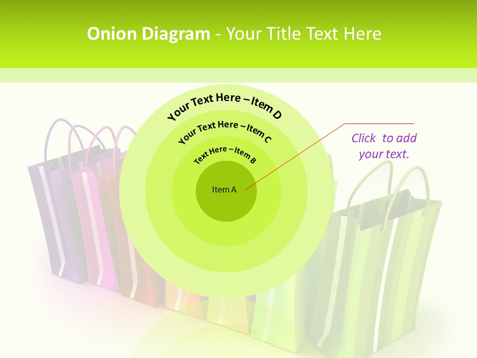 3D Rendering Of High Quality Looking Colorful Stripped Shopping Bags Against A White Background PowerPoint Template