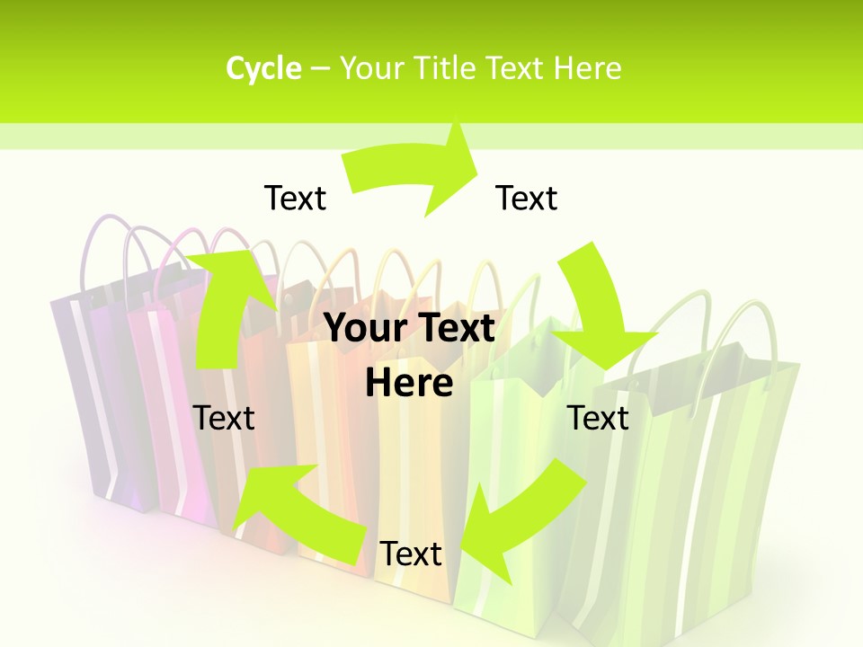 3D Rendering Of High Quality Looking Colorful Stripped Shopping Bags Against A White Background PowerPoint Template