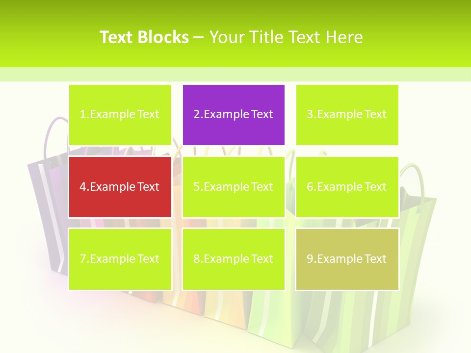 3D Rendering Of High Quality Looking Colorful Stripped Shopping Bags Against A White Background PowerPoint Template