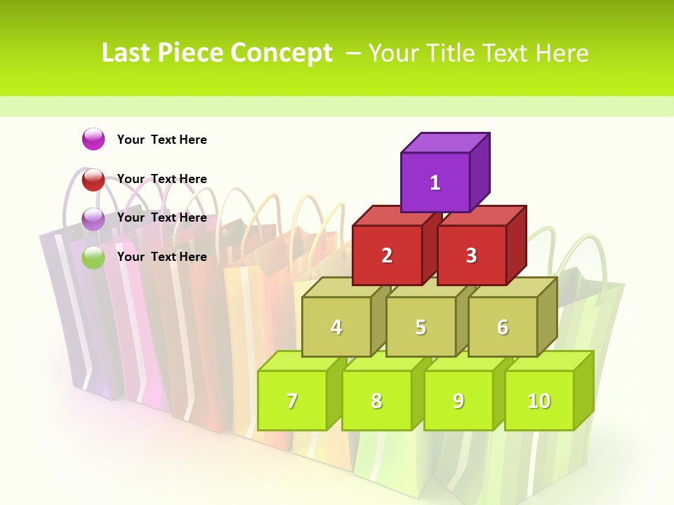 3D Rendering Of High Quality Looking Colorful Stripped Shopping Bags Against A White Background PowerPoint Template