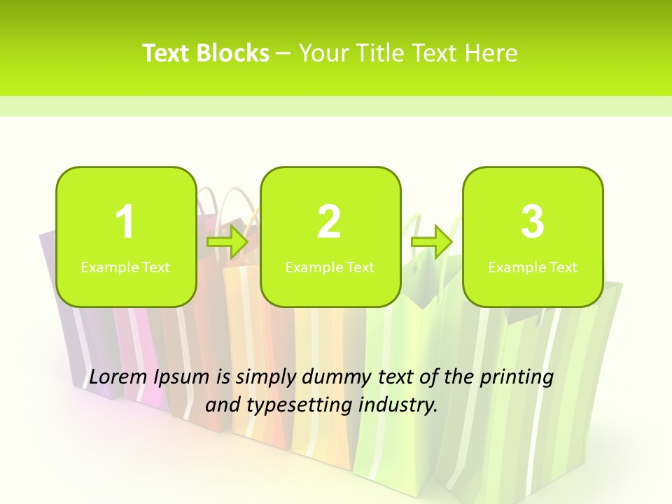 3D Rendering Of High Quality Looking Colorful Stripped Shopping Bags Against A White Background PowerPoint Template