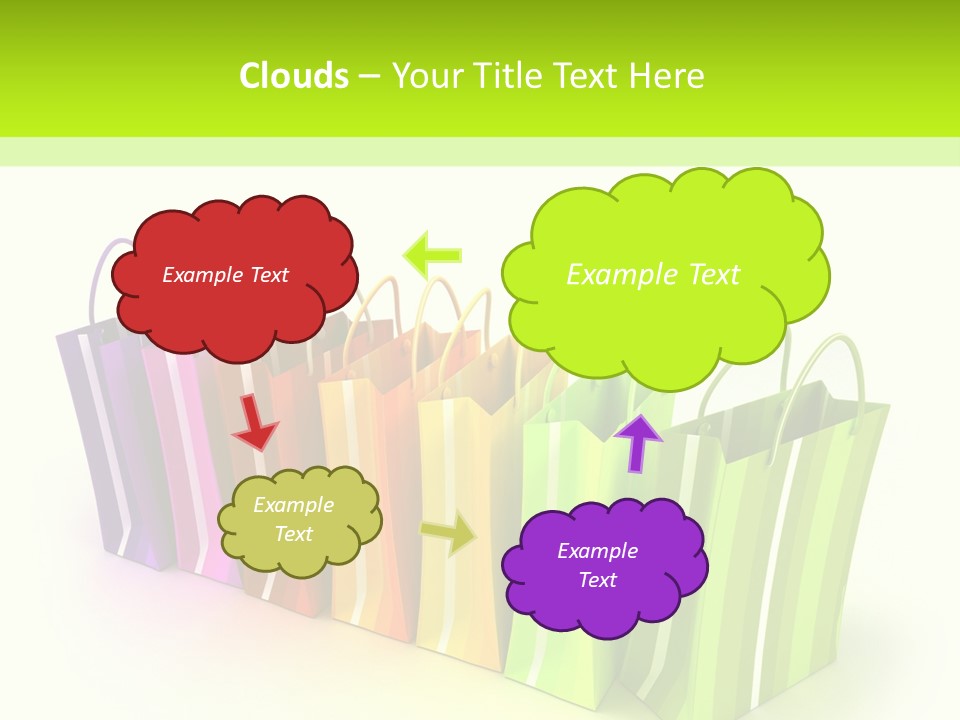 3D Rendering Of High Quality Looking Colorful Stripped Shopping Bags Against A White Background PowerPoint Template