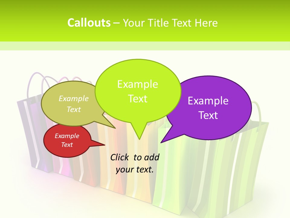 3D Rendering Of High Quality Looking Colorful Stripped Shopping Bags Against A White Background PowerPoint Template