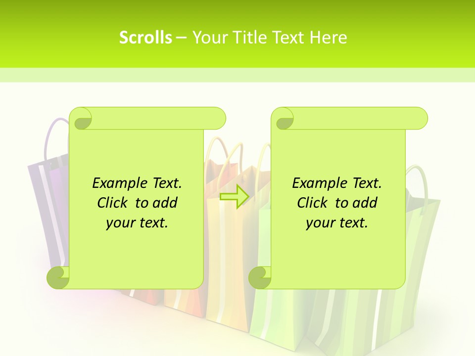 3D Rendering Of High Quality Looking Colorful Stripped Shopping Bags Against A White Background PowerPoint Template