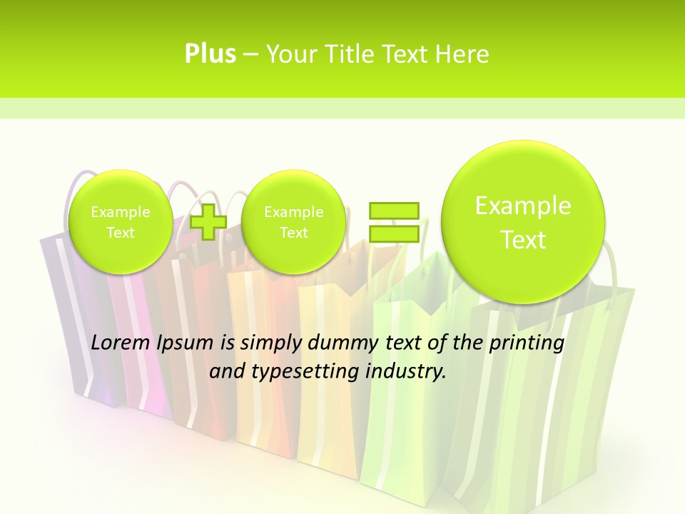 3D Rendering Of High Quality Looking Colorful Stripped Shopping Bags Against A White Background PowerPoint Template