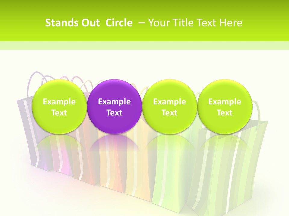 3D Rendering Of High Quality Looking Colorful Stripped Shopping Bags Against A White Background PowerPoint Template