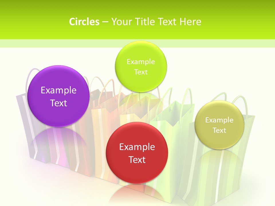 3D Rendering Of High Quality Looking Colorful Stripped Shopping Bags Against A White Background PowerPoint Template