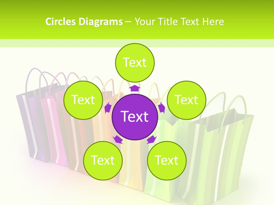 3D Rendering Of High Quality Looking Colorful Stripped Shopping Bags Against A White Background PowerPoint Template