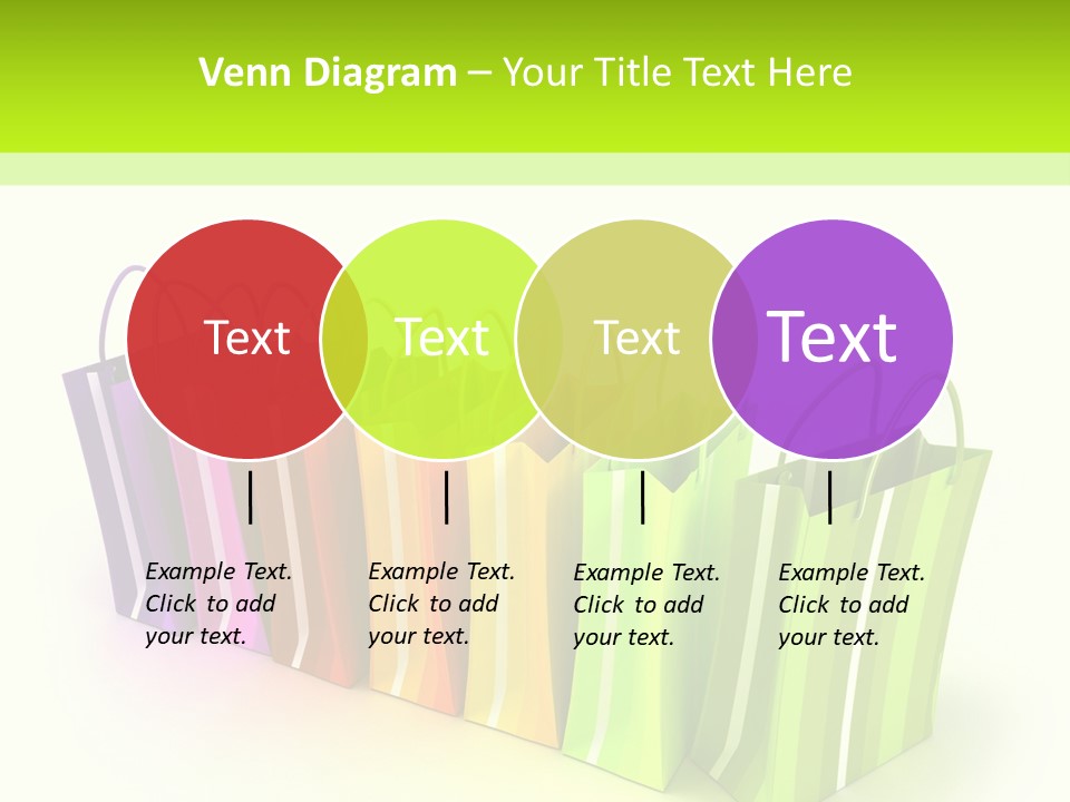 3D Rendering Of High Quality Looking Colorful Stripped Shopping Bags Against A White Background PowerPoint Template