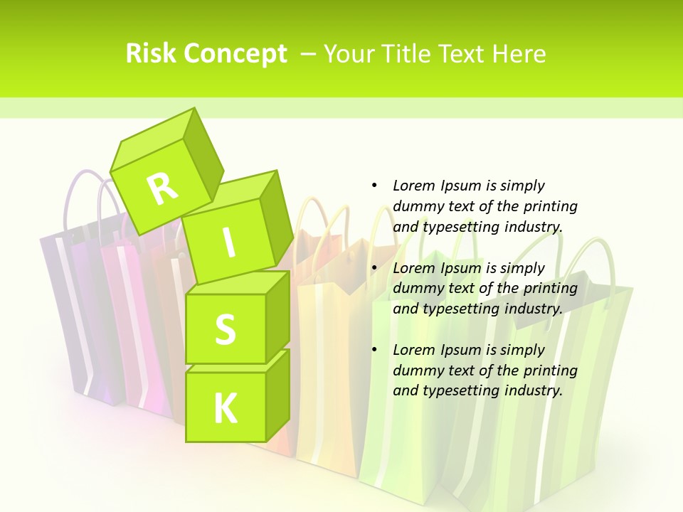 3D Rendering Of High Quality Looking Colorful Stripped Shopping Bags Against A White Background PowerPoint Template