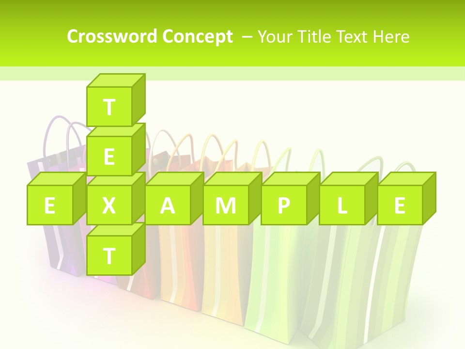 3D Rendering Of High Quality Looking Colorful Stripped Shopping Bags Against A White Background PowerPoint Template