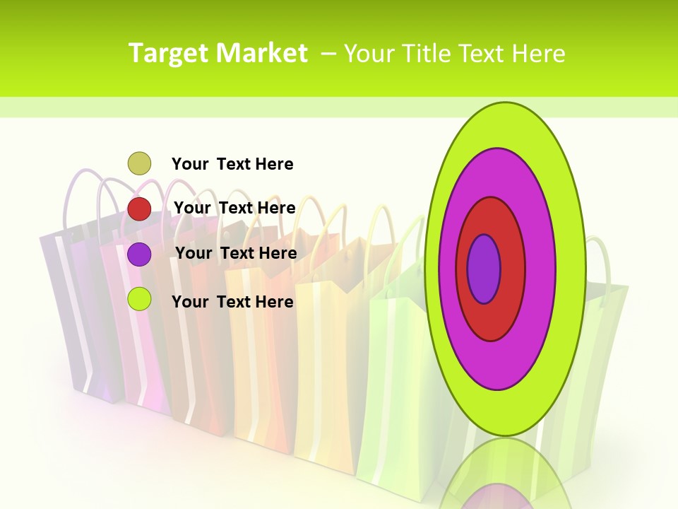 3D Rendering Of High Quality Looking Colorful Stripped Shopping Bags Against A White Background PowerPoint Template