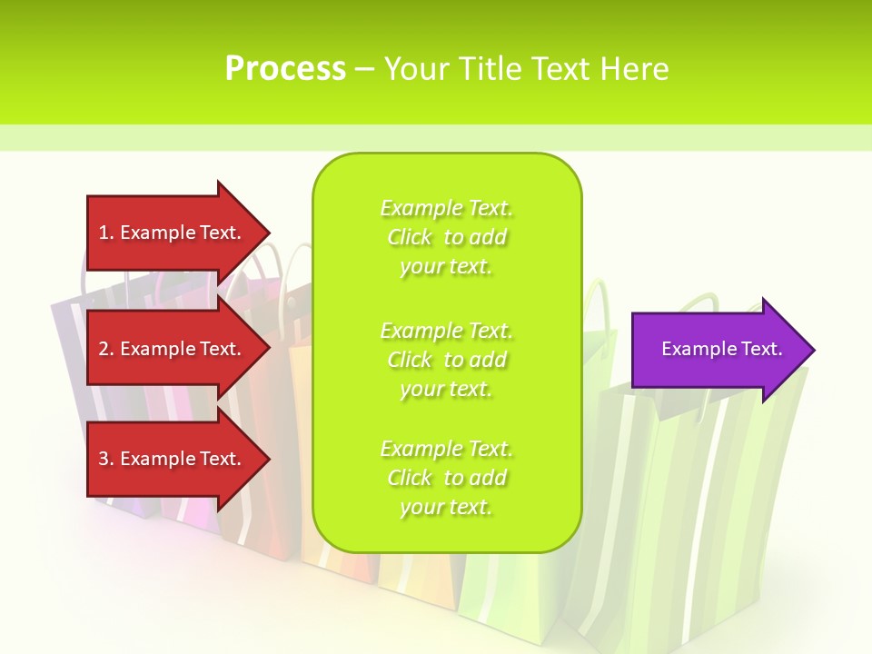 3D Rendering Of High Quality Looking Colorful Stripped Shopping Bags Against A White Background PowerPoint Template