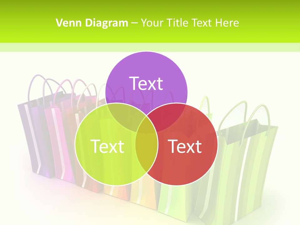 3D Rendering Of High Quality Looking Colorful Stripped Shopping Bags Against A White Background PowerPoint Template