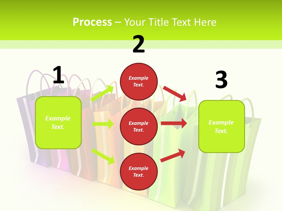 3D Rendering Of High Quality Looking Colorful Stripped Shopping Bags Against A White Background PowerPoint Template