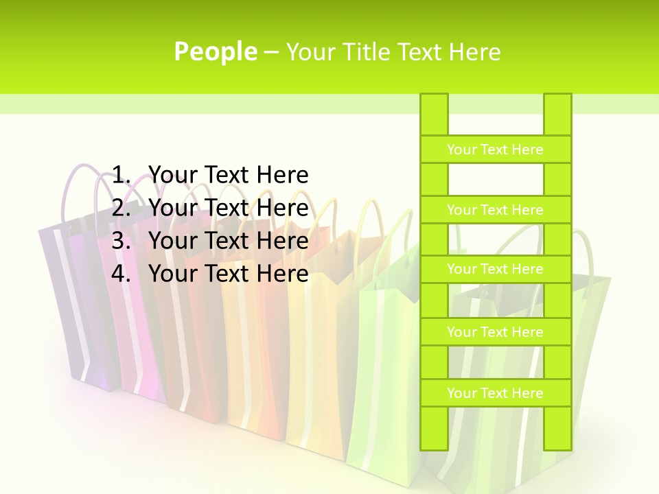 3D Rendering Of High Quality Looking Colorful Stripped Shopping Bags Against A White Background PowerPoint Template