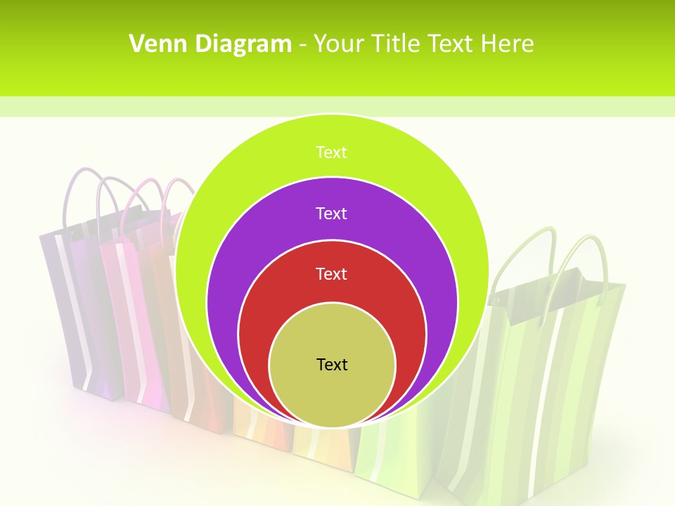 3D Rendering Of High Quality Looking Colorful Stripped Shopping Bags Against A White Background PowerPoint Template