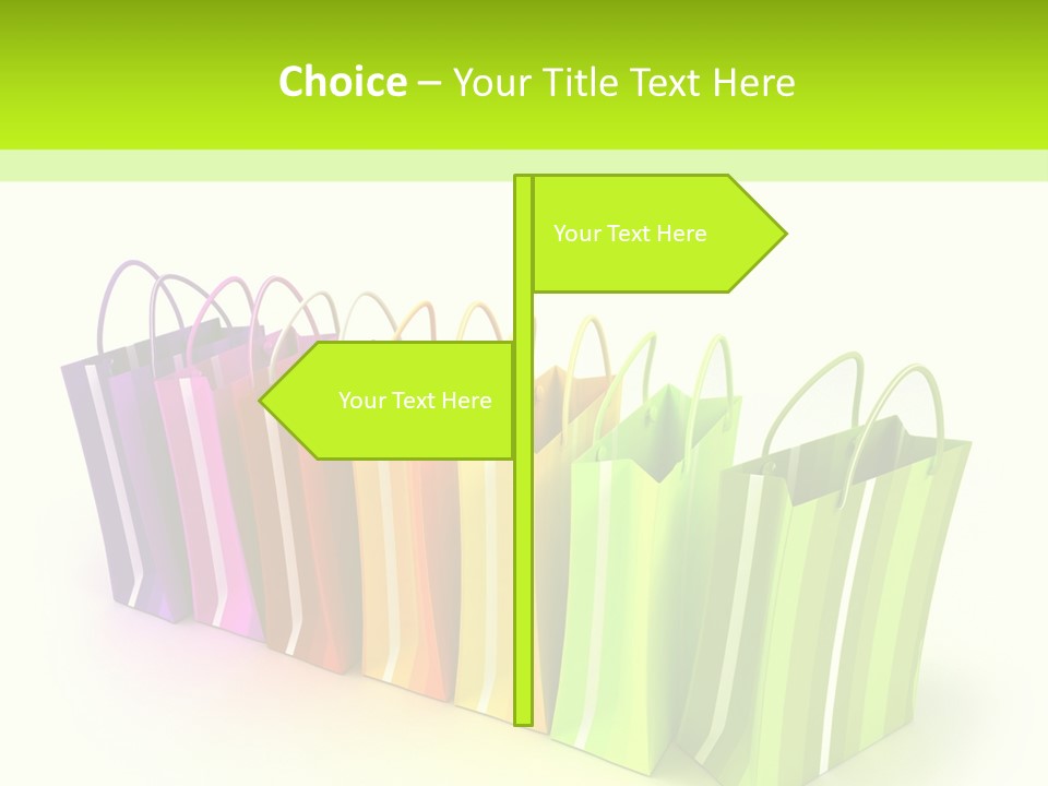 3D Rendering Of High Quality Looking Colorful Stripped Shopping Bags Against A White Background PowerPoint Template